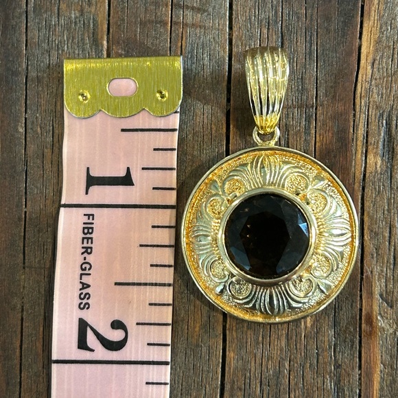 Gold Plated Sterling Smoky Topaz Enhancer - Picture 6 of 8